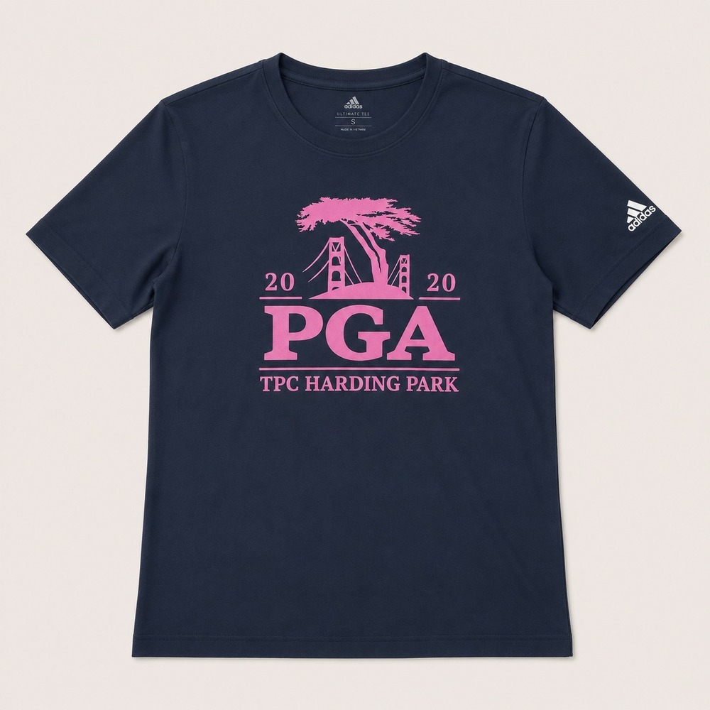 NWT Adidas PGA 2020 TPC Harding Park Golf T Shirt Mens Medium Navy Graphic